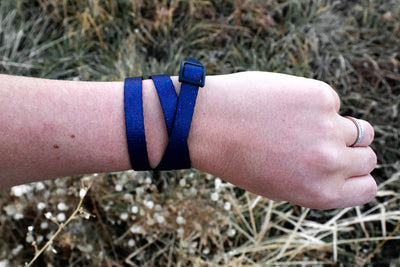 Brilliant Bears / Solid Navy Reversible Wrap Bracelet