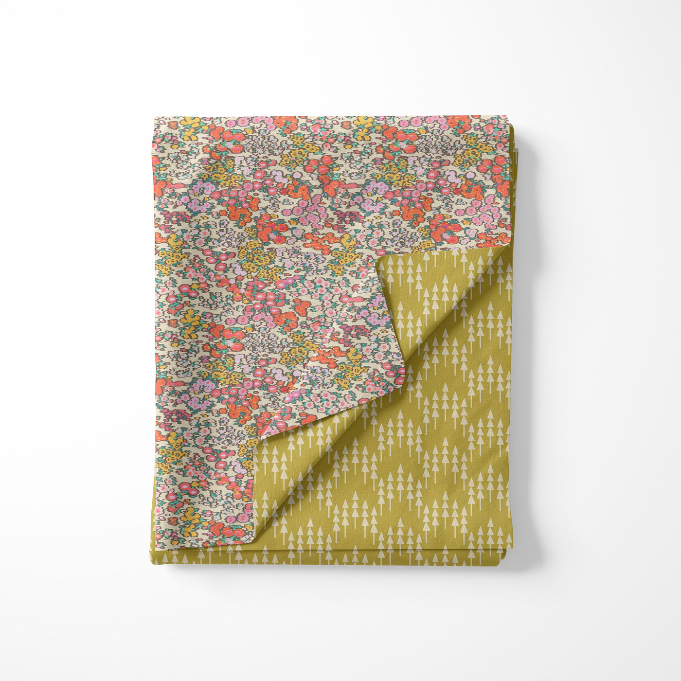 Reversible Blurred Bouquet / Chartreuse Trees Blanket Towel