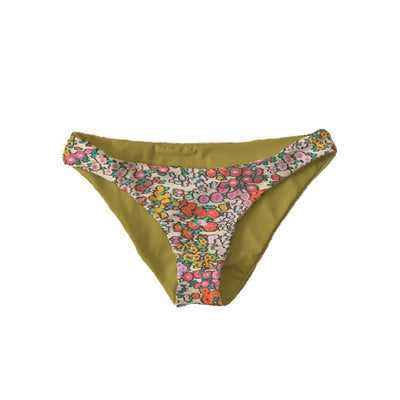 Reversible Bottom - Blurred Bouquet / Solid Chartreuse
