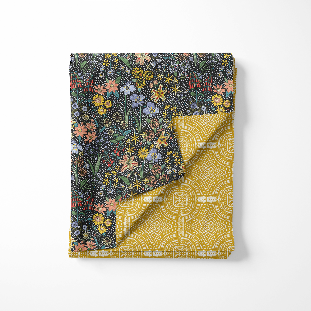 Festive Floral / Mustard Maze Blanket Towel