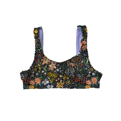 Reversible Scoop Top - Festive Floral / Solid Lilac