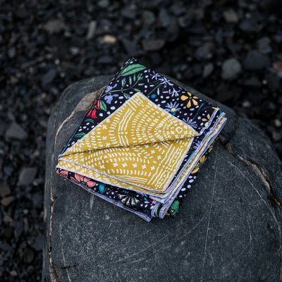 Festive Floral / Mustard Maze Blanket Towel