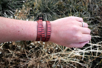 Cool Kilim / Terra Cotta Lines Reversible Wrap Bracelet